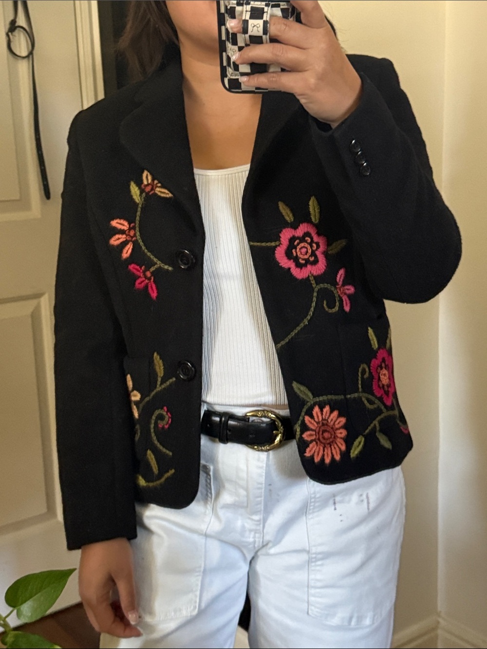 Planet Earth Embroidered Alpaca wool Buttoned Front Double Breasted Blazer. S